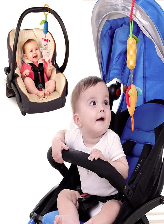 Sealive 4 Packs Baby Stroller Toys Car Seat Hanging Bell For Boys Girls,Adorable Animal Infant Play Music Crib Toy Carseat Rattles Educational Toys,Kids Hand Bell Puppet With Cute Wind Chime And Squeak - Image 5
